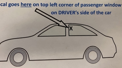 Parking decal placement example