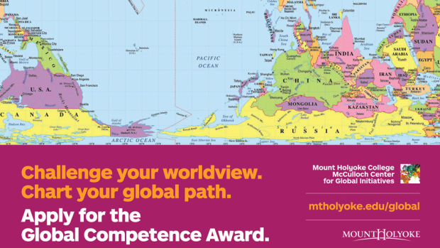 Global Competence Award application flyer with map of world.