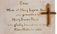 Mary Lyon Archive: Cross made of Mary Lyon's hair